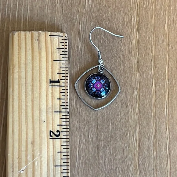 22077 Pink Flower Earrings - Picture 3 of 5